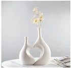 Set of 2 White Ceramic Heart Shaped Vases – Matte Frosted Finish, Romantic Valentine’s Day Decor for Home, Table & Centerpieces